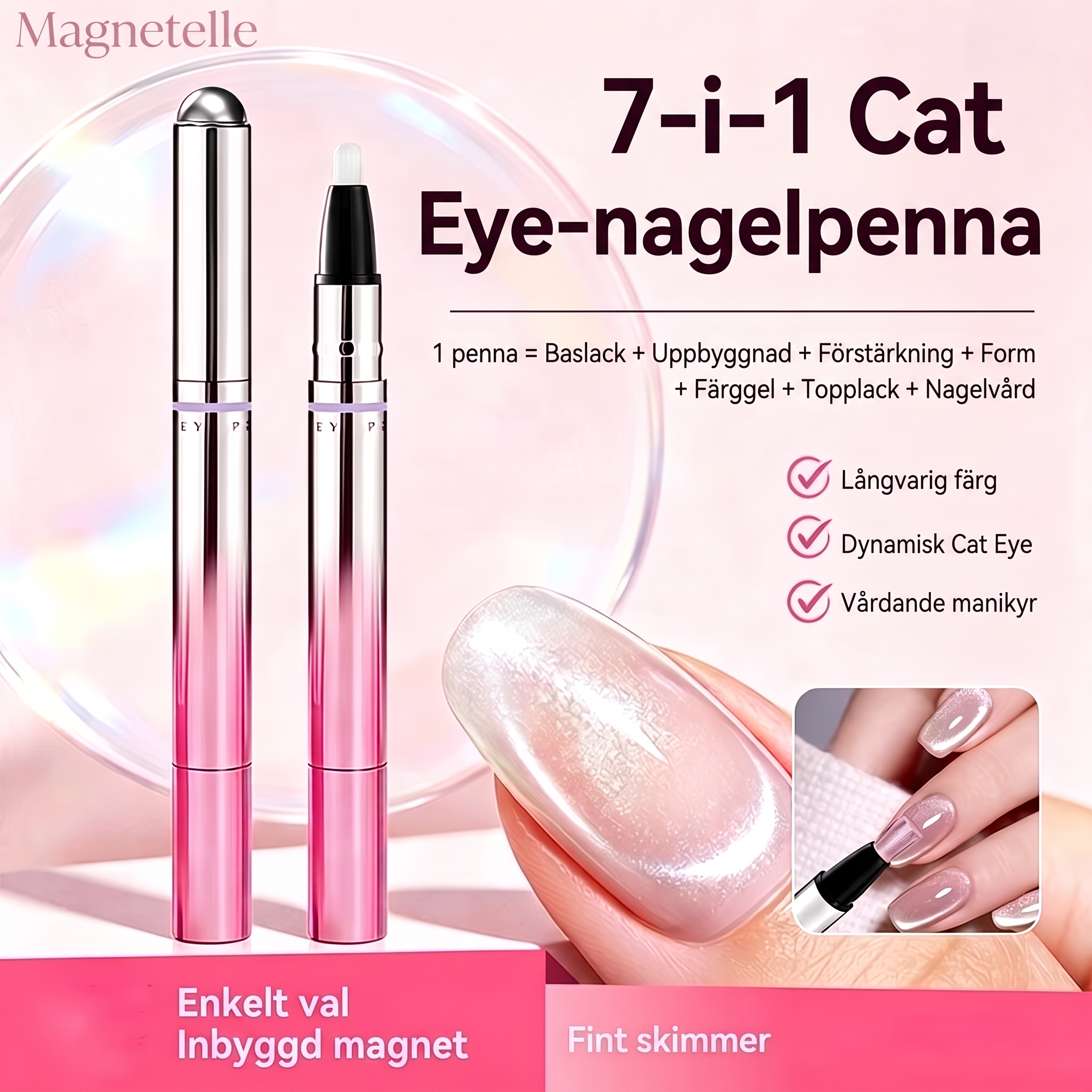 Magnetelle Cat Eye-nagelpenna – Svävande glöd