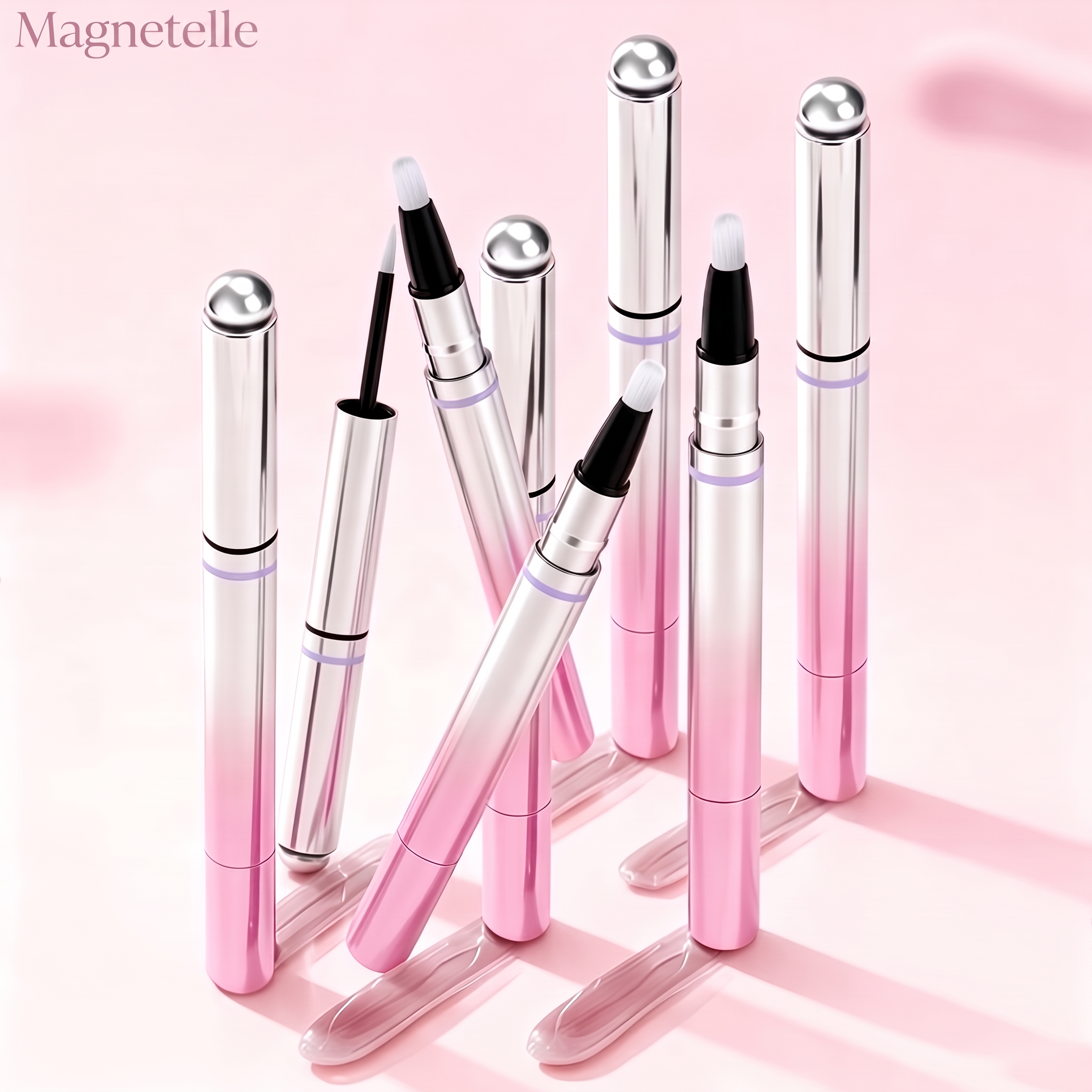 Magnetelle nagelpennor i rosa och silver